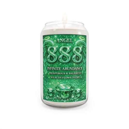 Abundance 888 Soy Candle — Angel Wealth & Prosperity Affirmation, 13.75 oz