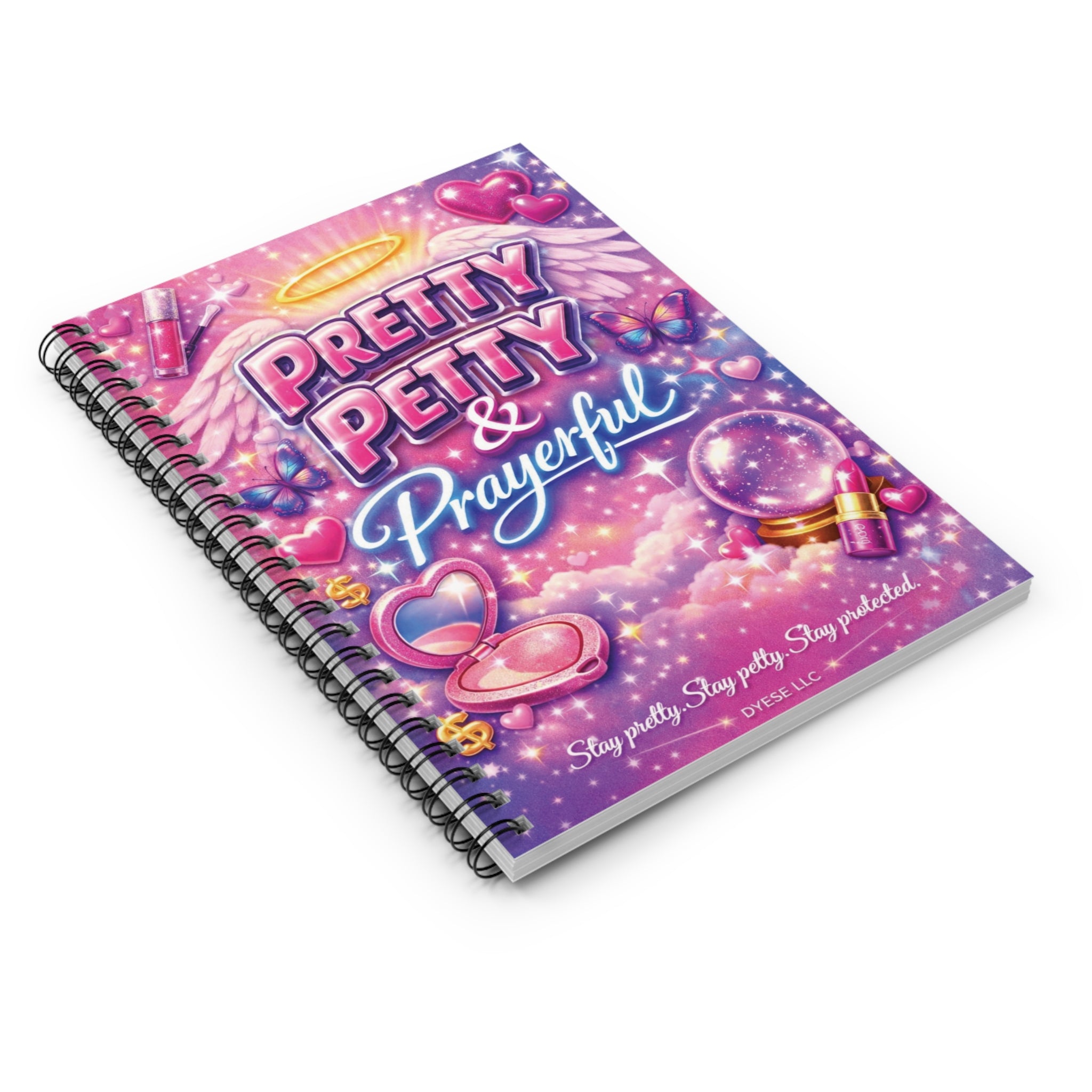 Pretty Petty & Prayerful Spiral Notebook — Cute Pink Inspirational Journal
