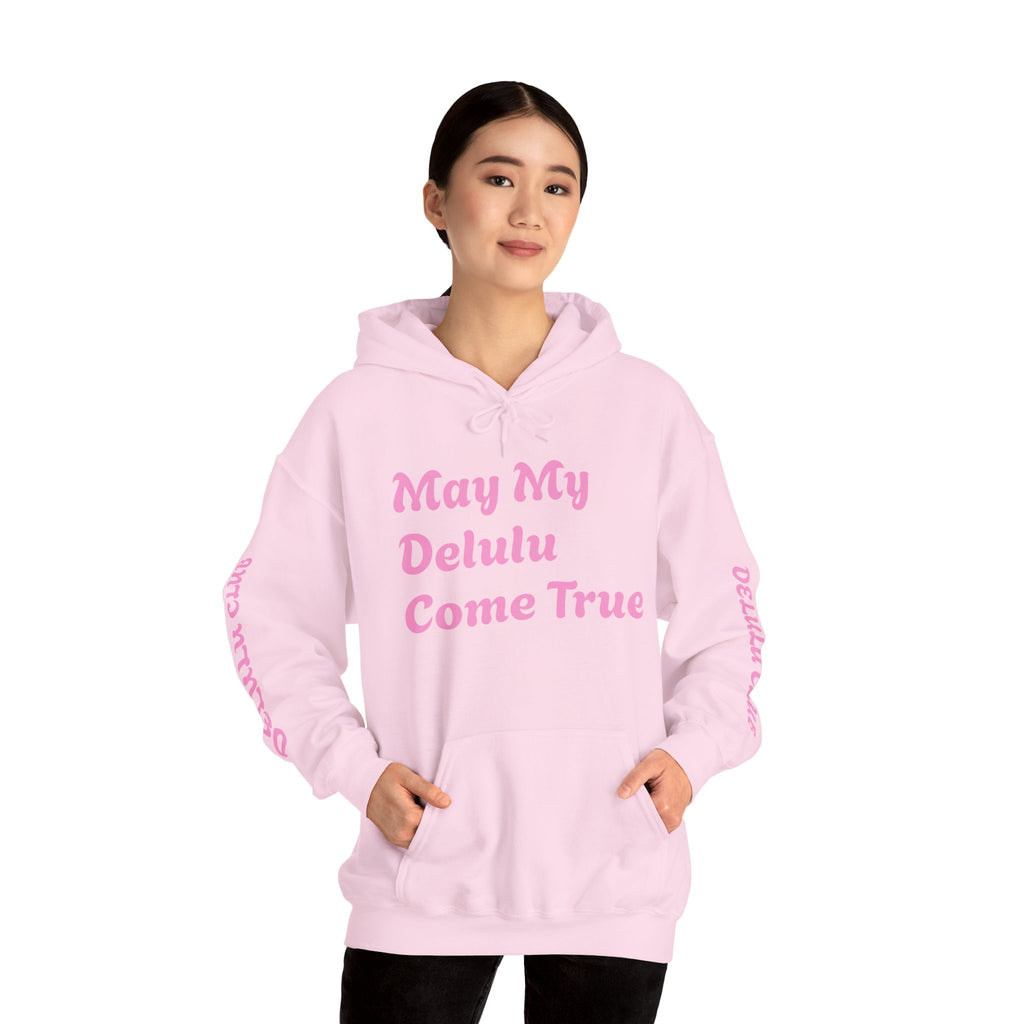 Delulu Club Cute Graphic Hoodie — "May My Delulu Come True" Pullover