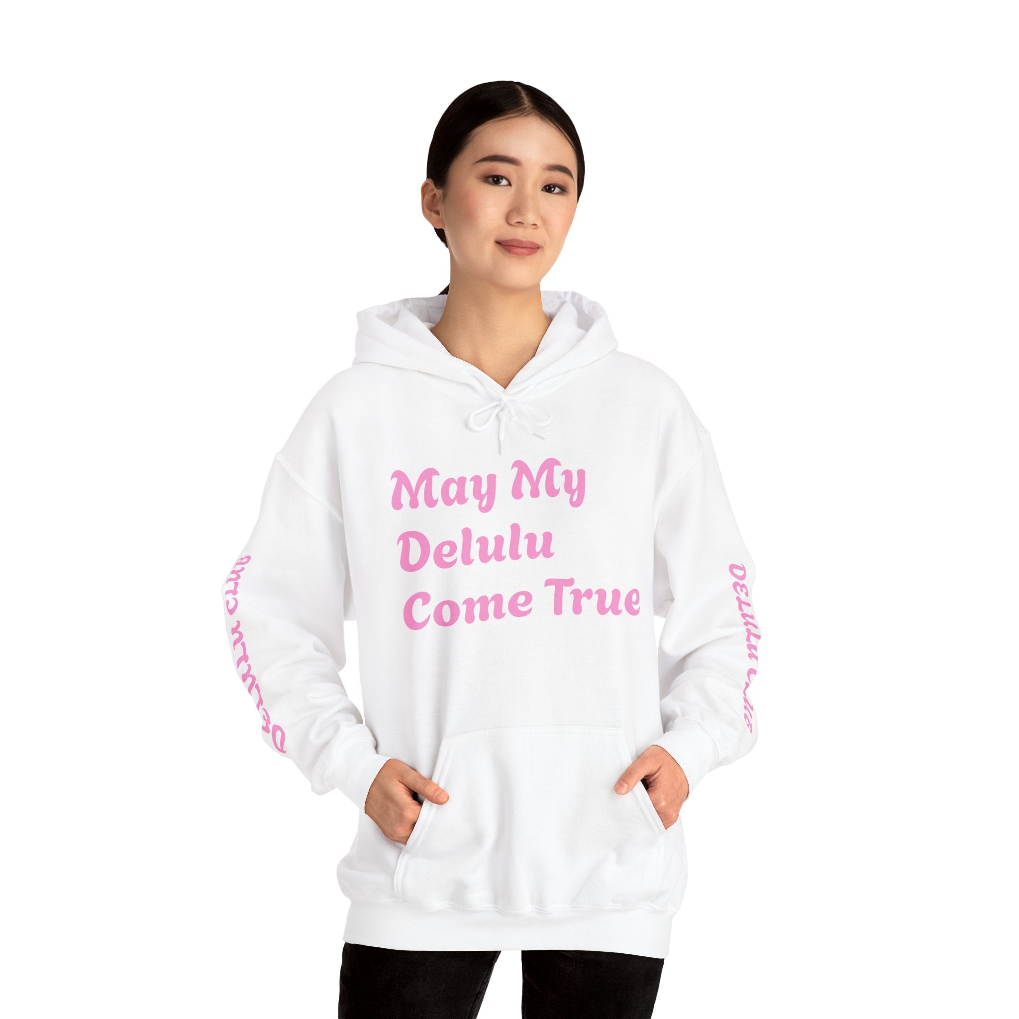Delulu Club Cute Graphic Hoodie — "May My Delulu Come True" Pullover