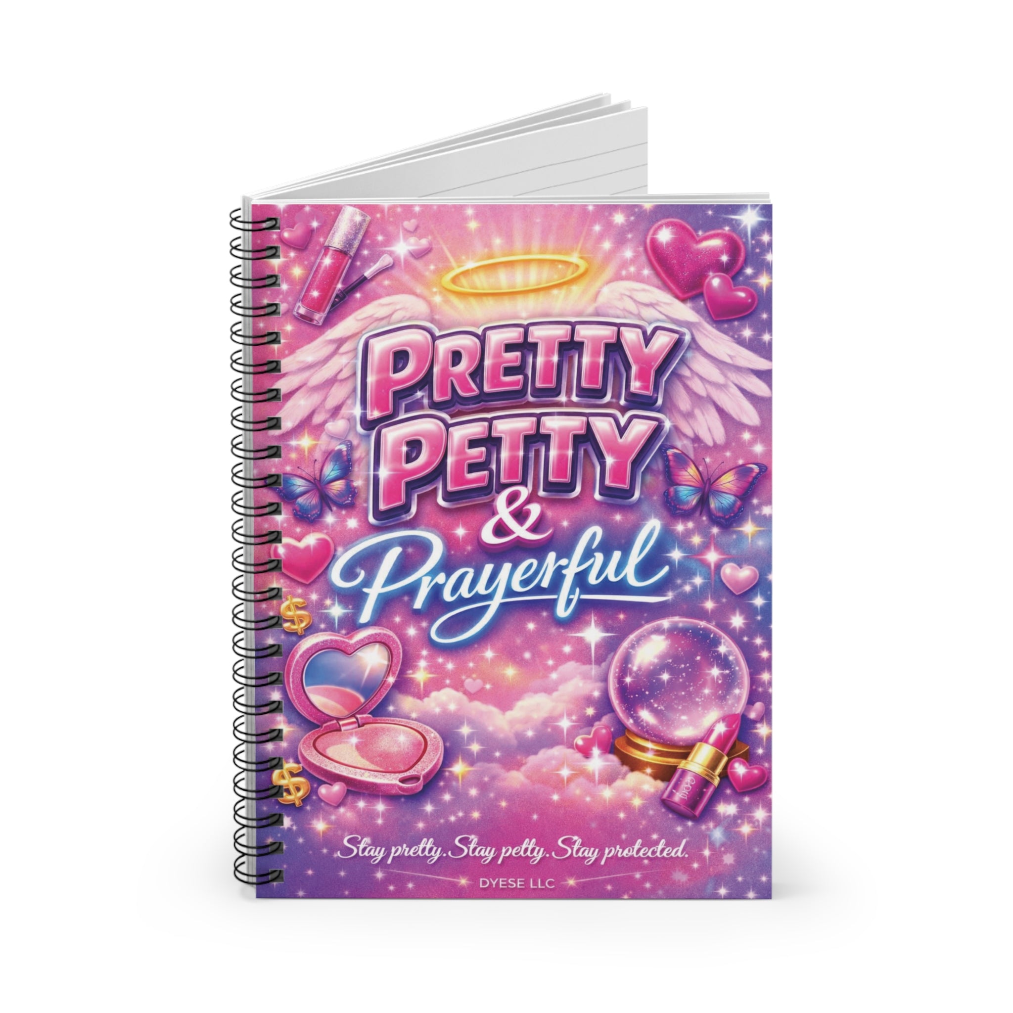 Pretty Petty & Prayerful Spiral Notebook — Cute Pink Inspirational Journal