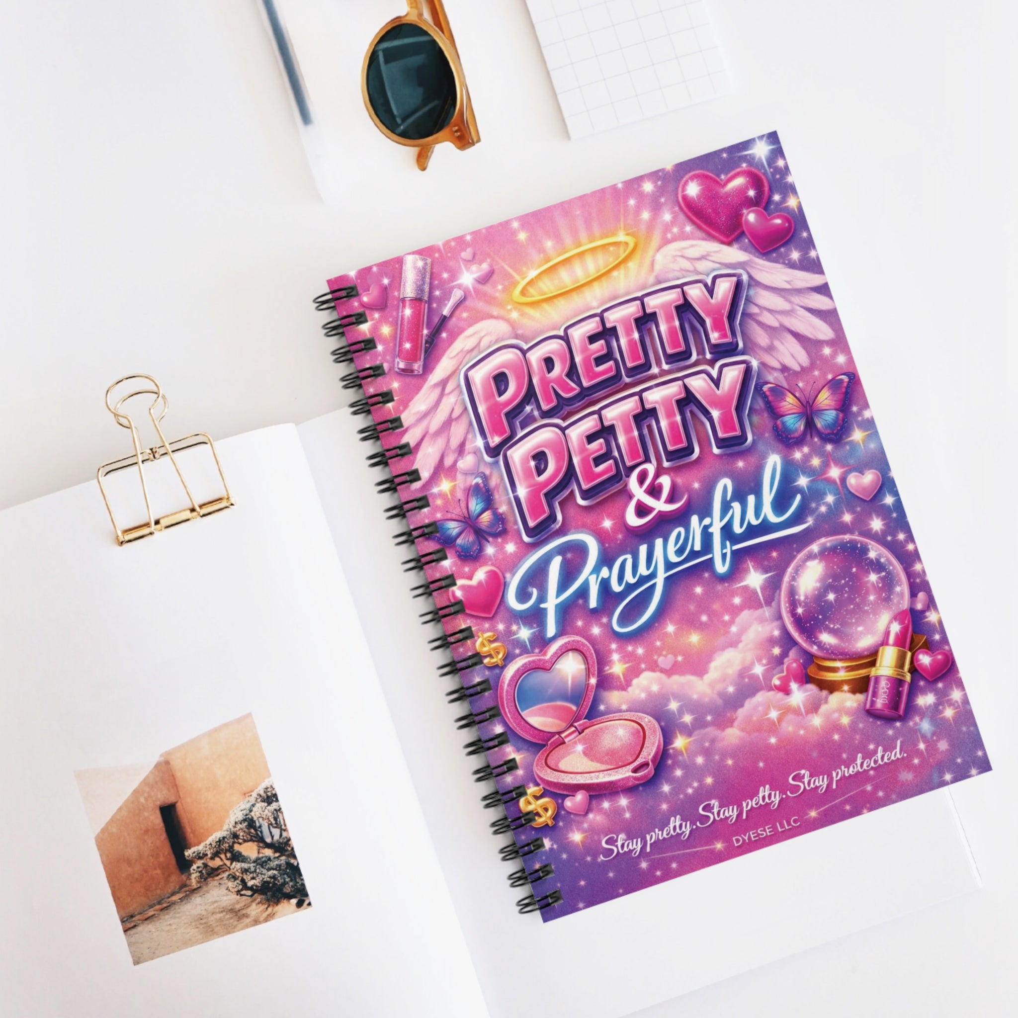 Pretty Petty & Prayerful Spiral Notebook — Cute Pink Inspirational Journal