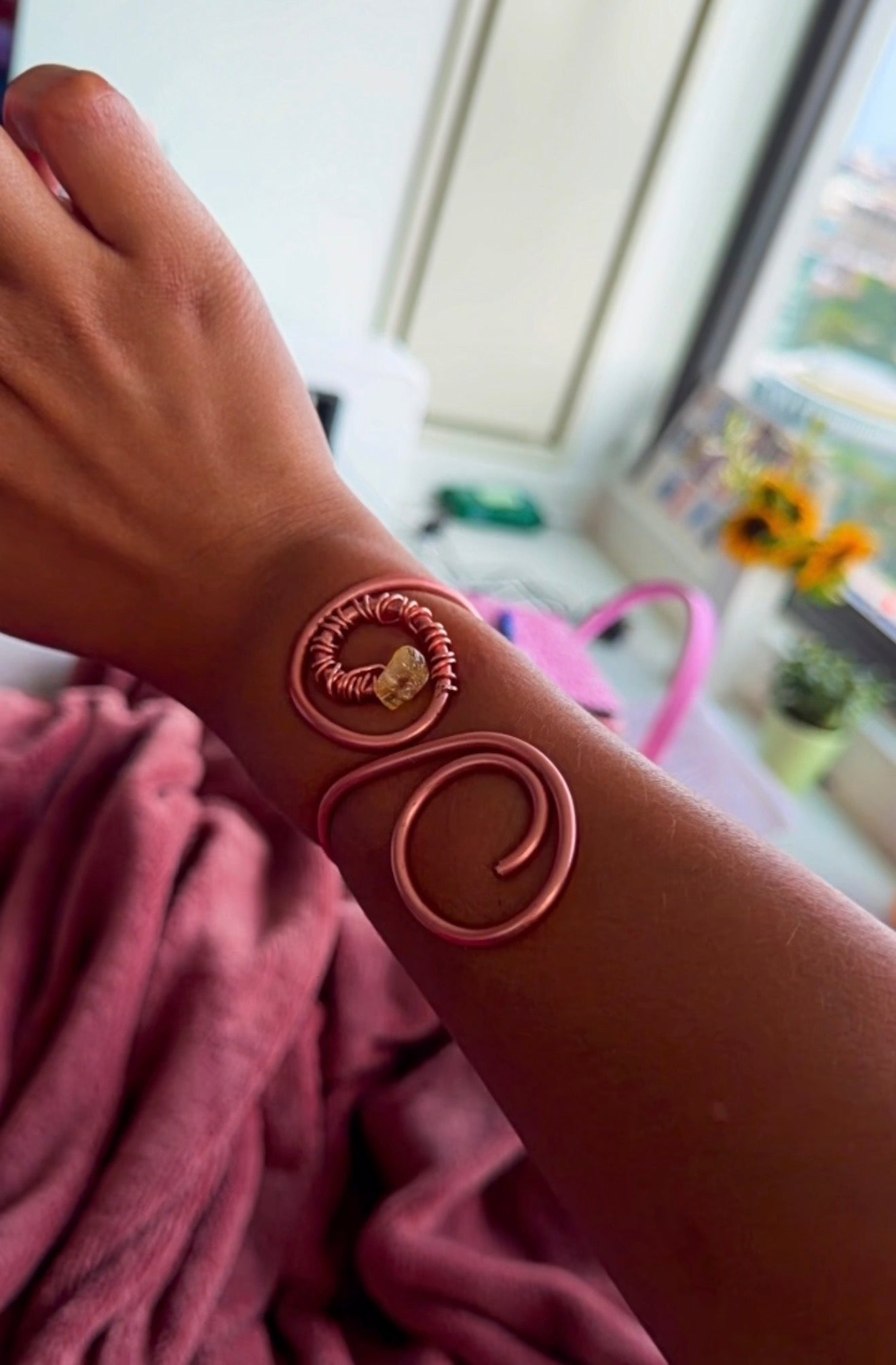 The Golden Vortex | One of One Copper Crystal Bracelet | Manifestation & Prosperity Talisman |