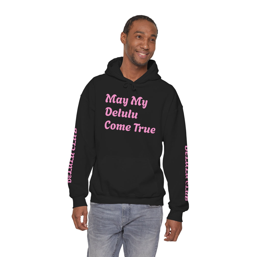 Delulu Club Cute Graphic Hoodie — "May My Delulu Come True" Pullover