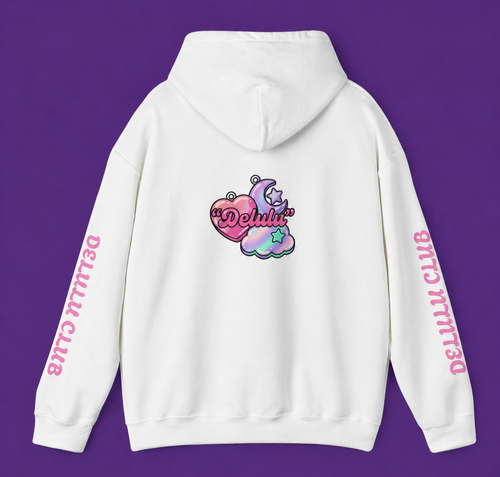 Delulu Club Cute Graphic Hoodie — "May My Delulu Come True" Pullover