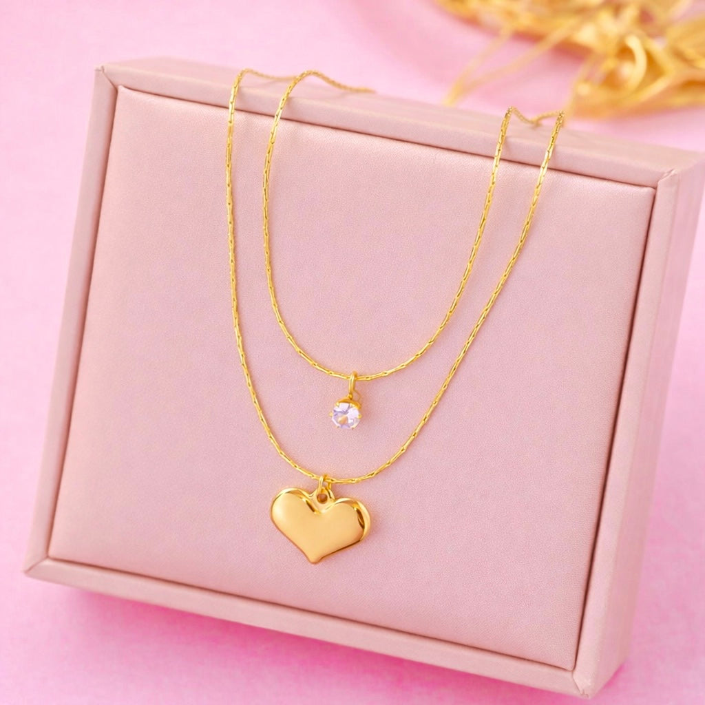 Golden Heart Layer Necklace