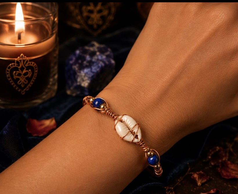 Erzulie Dantor Protective Cowrie Bracelet | Copper Talisman | One of One Spiritual Jewelry