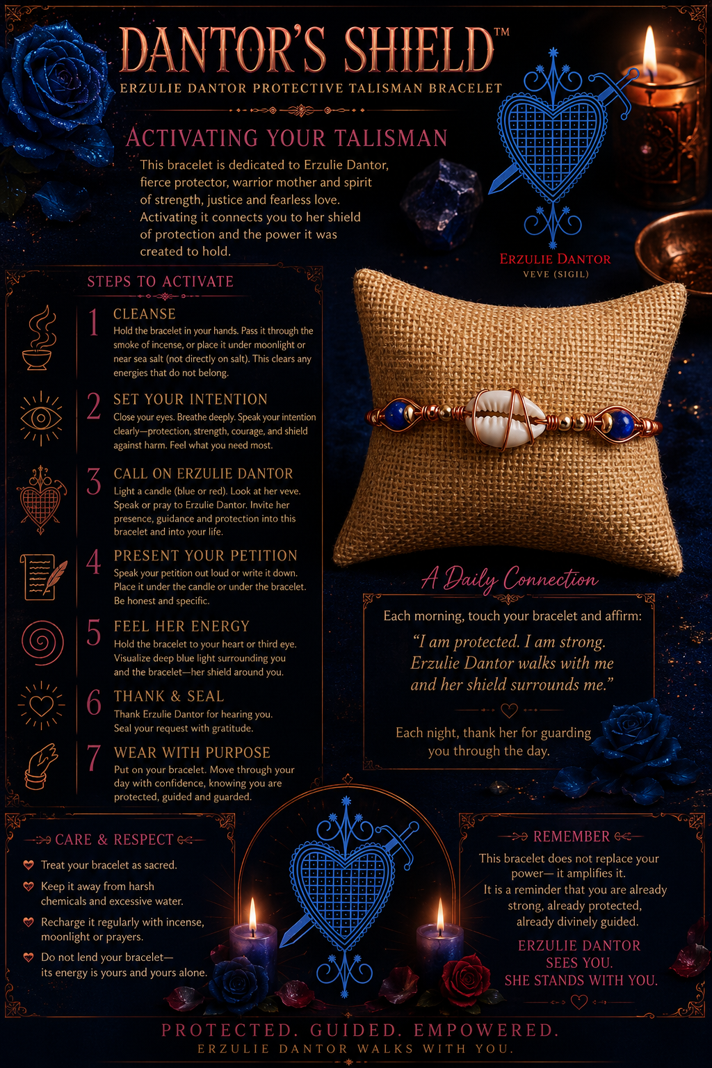 Erzulie Dantor Protective Cowrie Bracelet | Copper Talisman | One of One Spiritual Jewelry