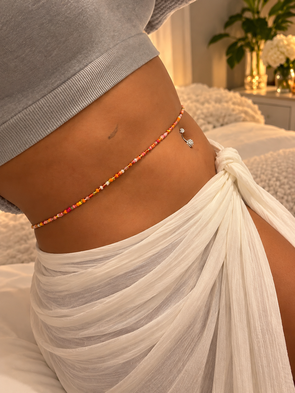 Spiritual Waist Beads | Blessed Intention Waist Beads | 3mm Glass Seed Beads | Protection Love Money Manifestation Body Talisman