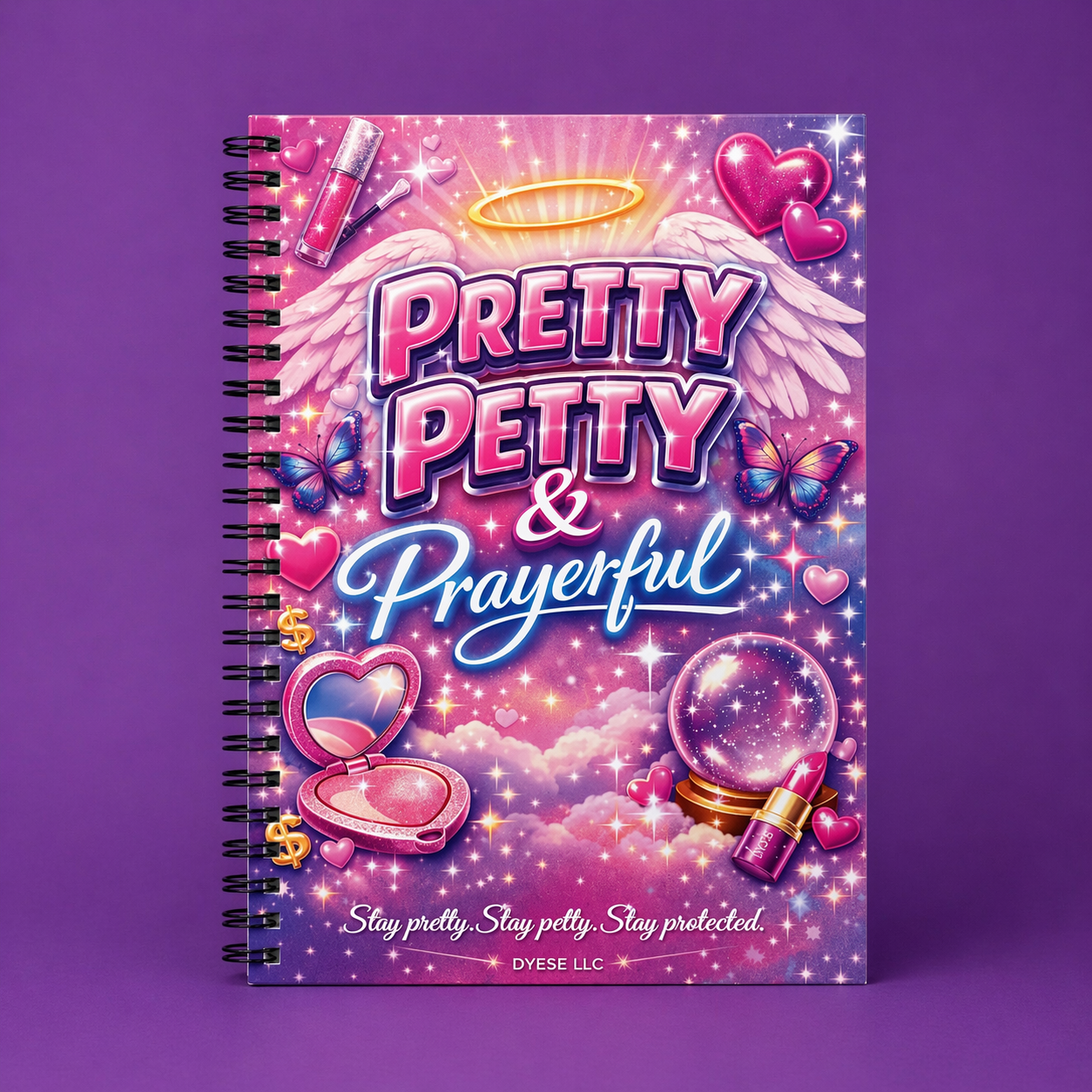 Pretty Petty & Prayerful Spiral Notebook — Cute Pink Inspirational Journal