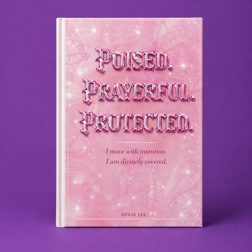 Hardcover Journal — Poised, Prayerful, Protected Pink Affirmation Notebook