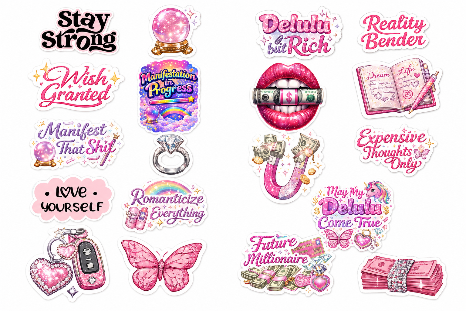 Delulu Manifestation Sticker Pack
