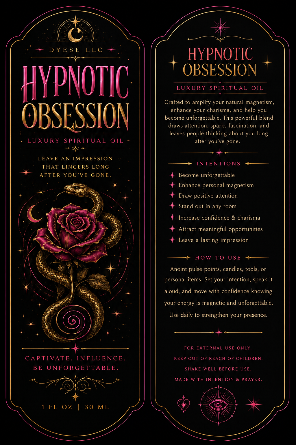 Hypnotic Obsession - Luxury Spiritual Oil

Luxury Spiritual Oil for Magnetic Presence & Unforgettable Charm