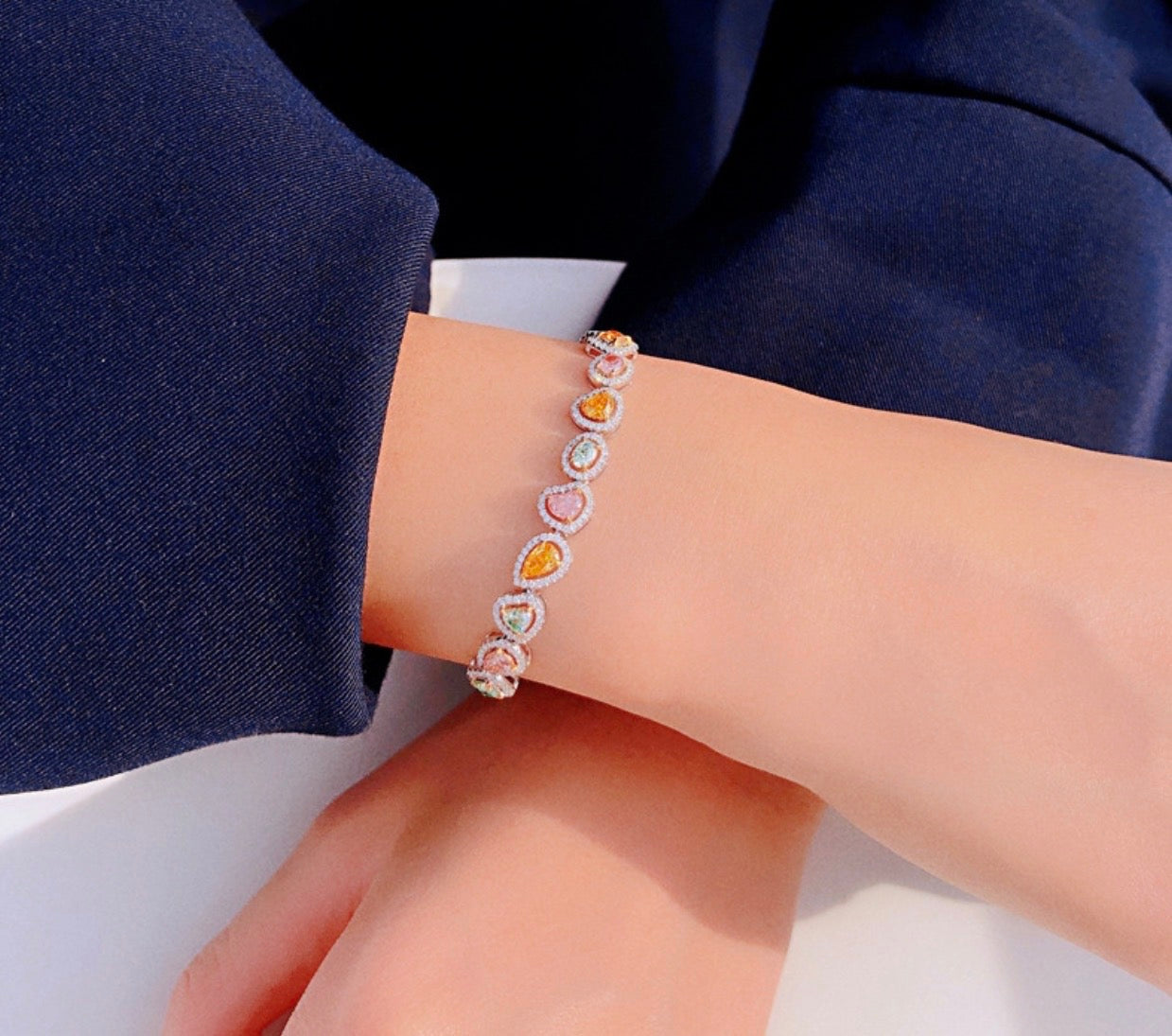 Candy Gem Hearts Tennis Bracelet