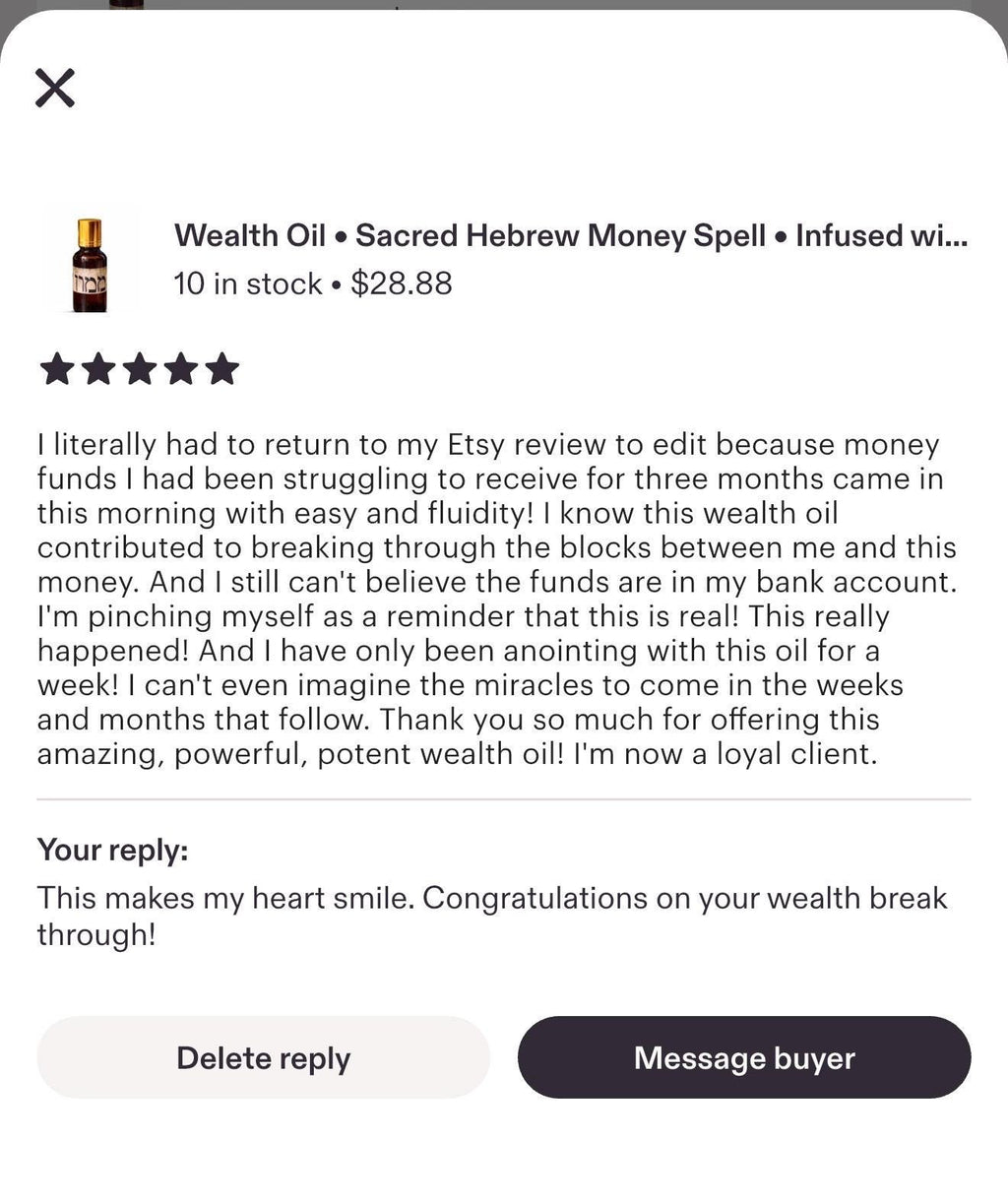 Extreme Wealth Oil • Sacred Hebrew Money Spell • Infused with Real Money & Ritual Energy