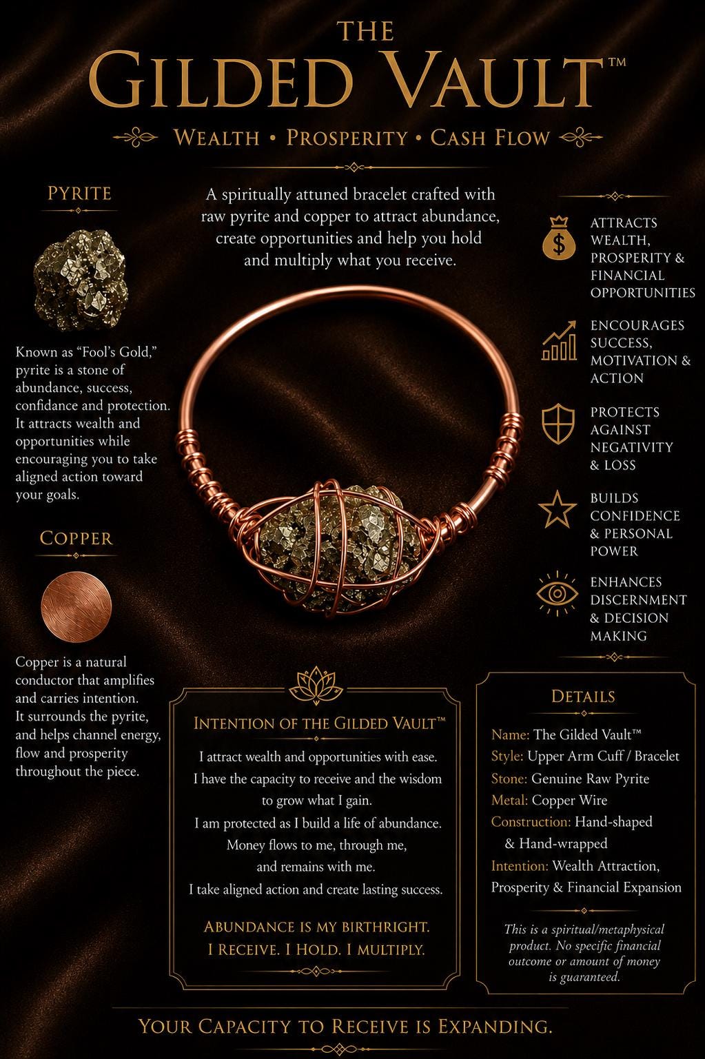 The Gilded Vault | Pyrite and Copper Wealth Bracelet | Prosperity & Money Talisman