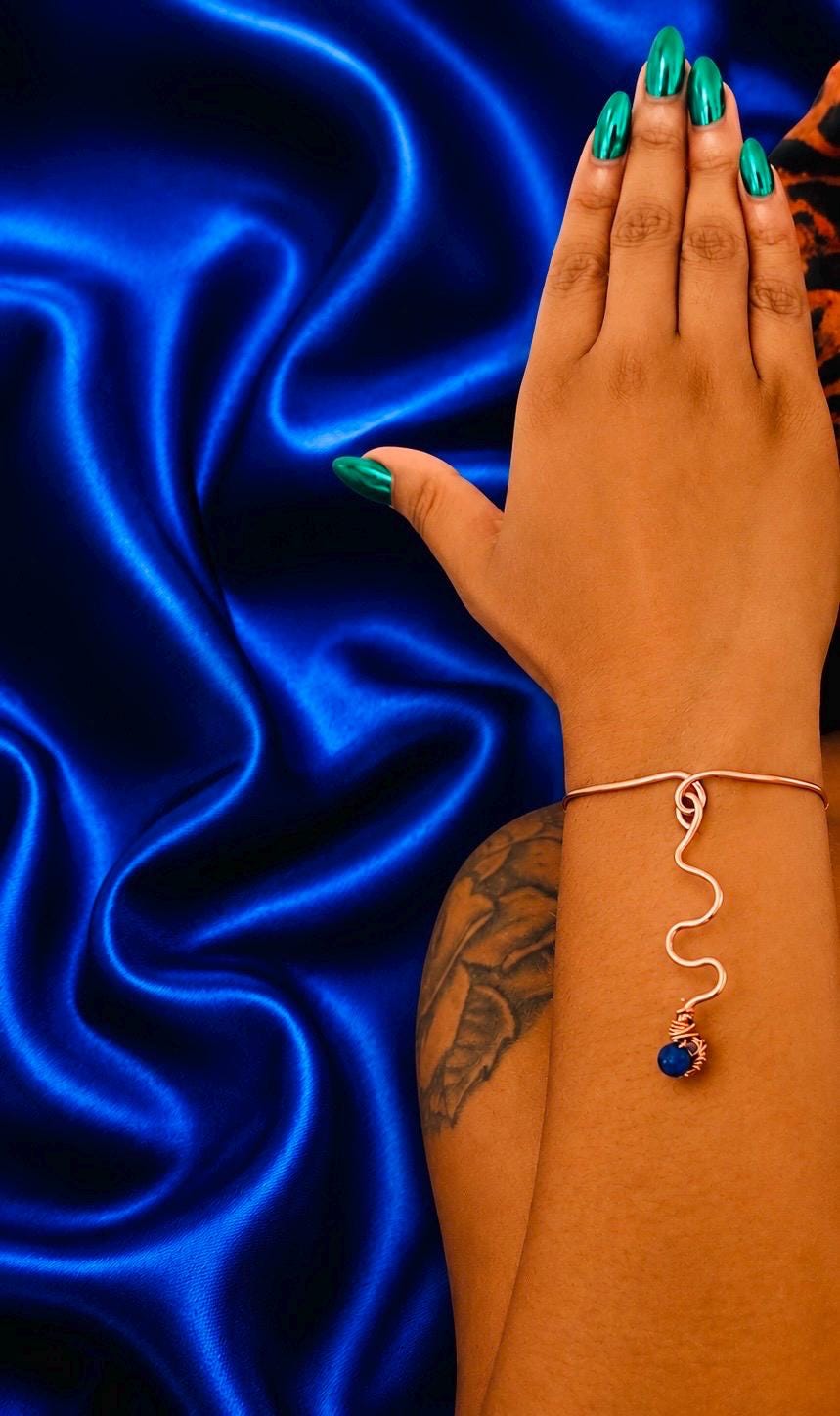 Laveau’s Serpent| Marie Laveau Talisman Bracelet | Manifestation | Copper & Blue Stone Serpent Jewelry | Handmade Spiritual Jewelry