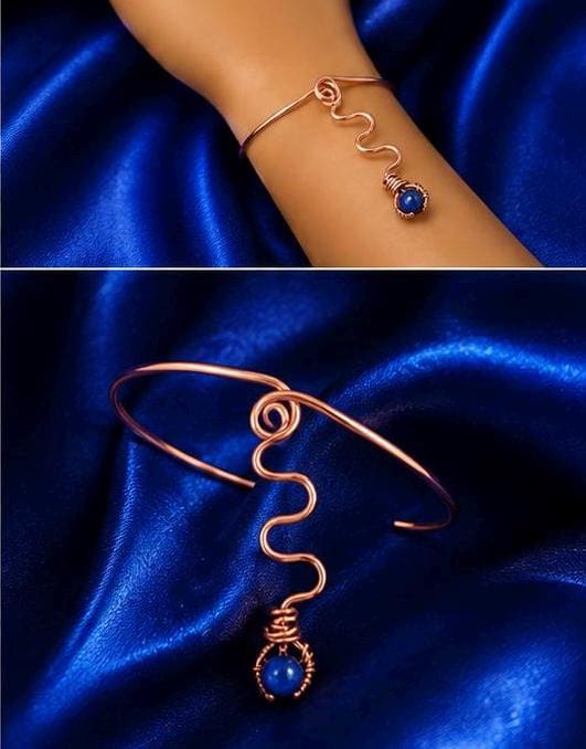 Laveau’s Serpent| Marie Laveau Talisman Bracelet | Manifestation | Copper & Blue Stone Serpent Jewelry | Handmade Spiritual Jewelry