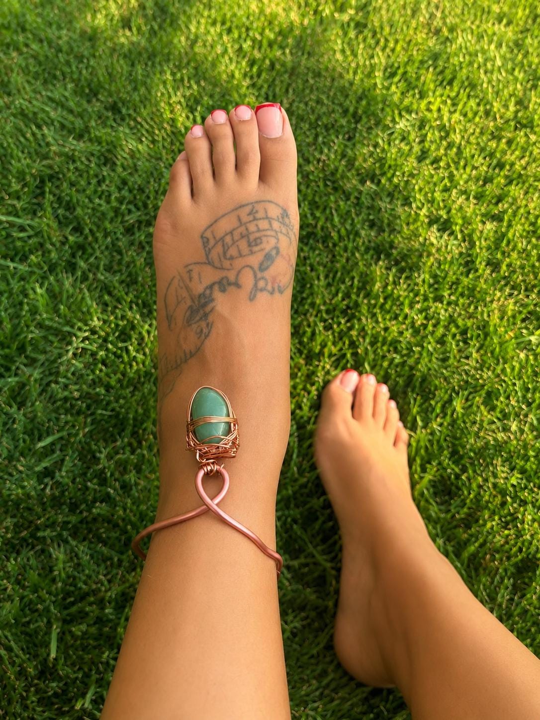 Fortune Walker - Green Aventurine - Copper Wealth Talisman Anklet