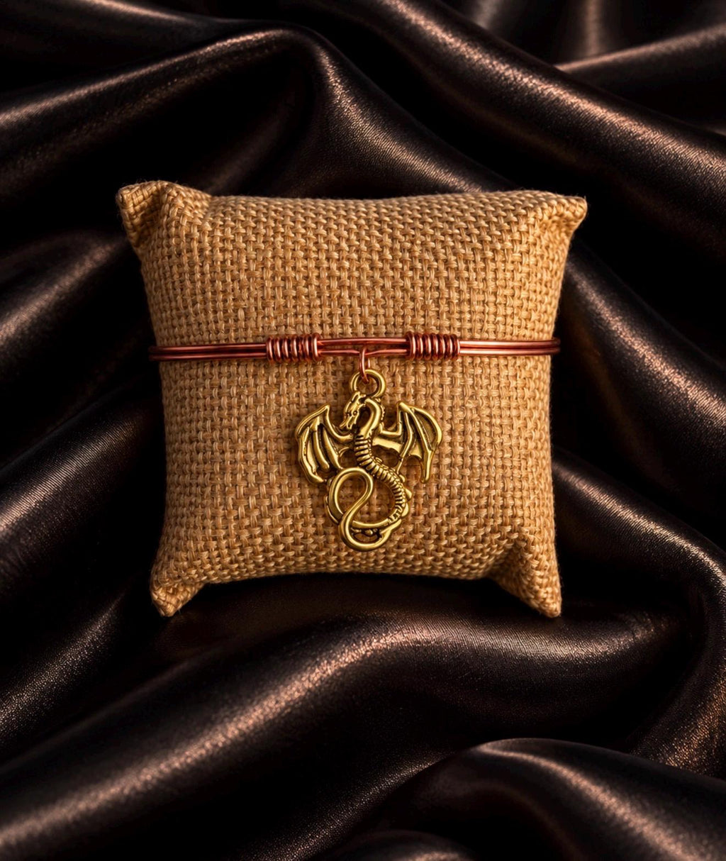Dragon Guardian & Manifestation Bracelet | Intuitively Chosen Dragon Charm | Copper Intention Jewelry | Protection Prosperity