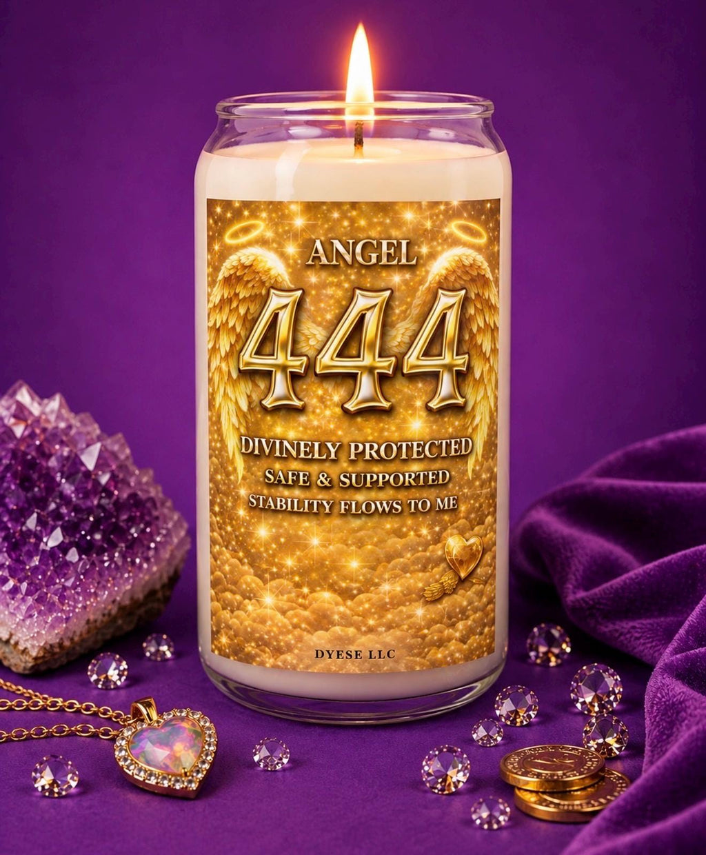 Angel 444 Spiritual Candle | Angel Number Candle | Protection, Stability & Divine Support | Manifestation Intention Candle