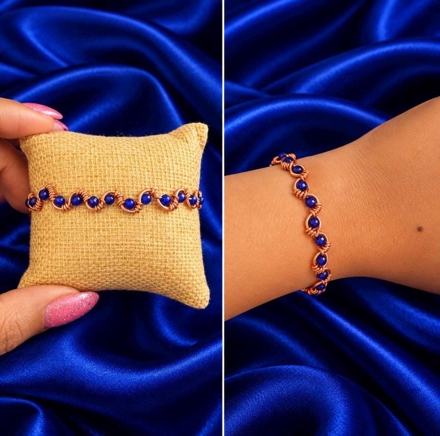Copper Ripple Manifestation and Momentum Bracelet | Copper Wire Intention Jewelry | Choose Your Bead Color | Handmade Spiritual Bracelet