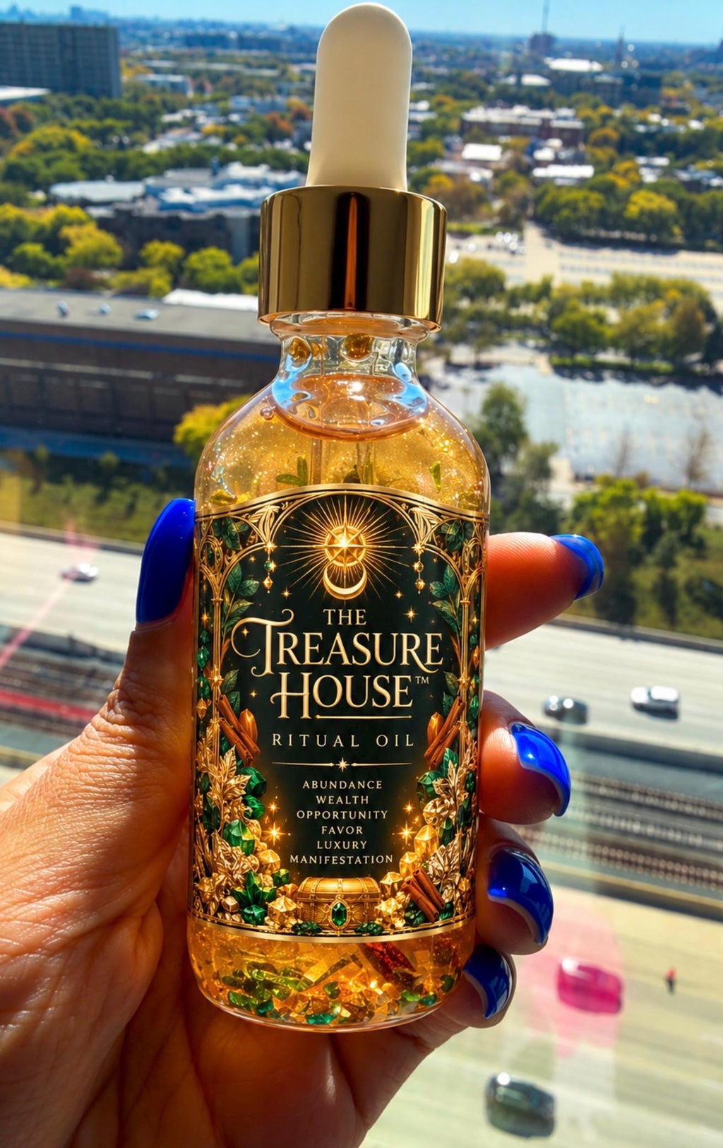The Treasure House Ritual Oil Abundance, Wealth, Favor, Opportunity and Luxury Manifestation Oil | Pyrite Prosperity Oil
