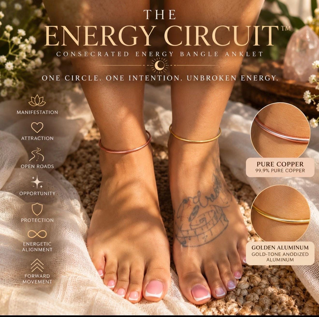 The Energy Circuit™ Anklet | Consecrated Energy Bangle | Copper or Gold Aluminum | Manifestation, Protection & Open Roads Jewelry