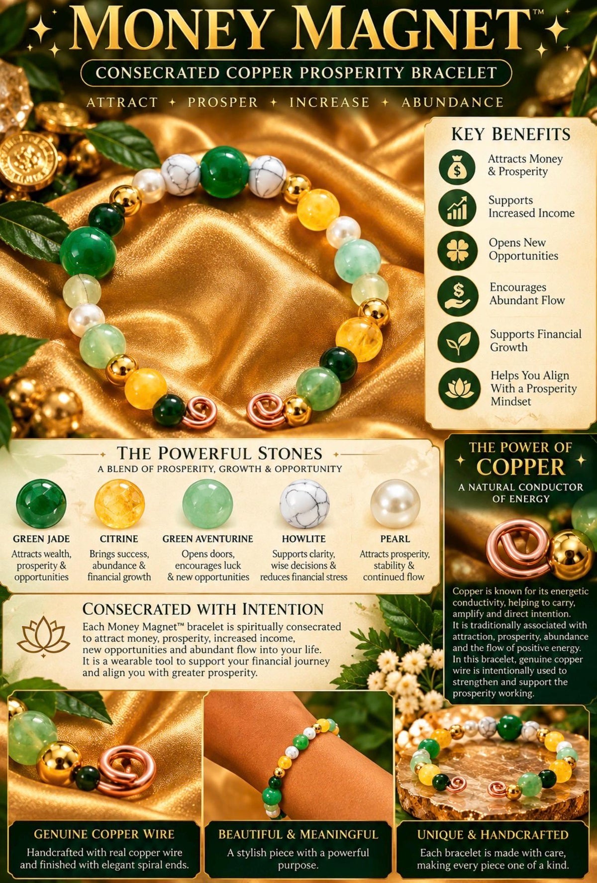 Money Magnet™ Copper Prosperity Bracelet | Consecrated Money & Wealth Bracelet | Genuine Copper Wire | Abundance and Increased Income