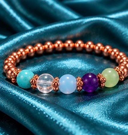 The Fivefold Spell Bracelet | 5 Spells in One Bracelet | Empowered Copper & Gemstone Talisman | Wealth, Love, Power, Manifestation, Peace