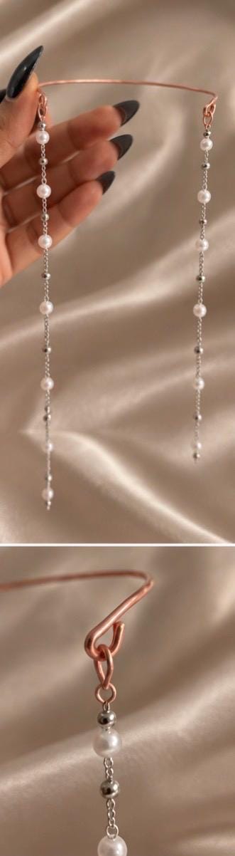 The Divine Drape | Copper Arm Cuff | Pearl Cascading Upper Arm Jewelry | Handmade Goddess Armlet | Statement Body Jewelry | DYESE
