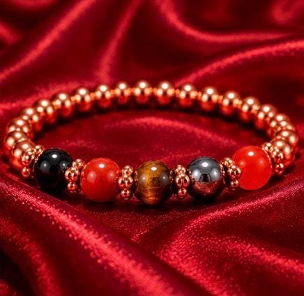 The Fivefold Spell Bracelet | 5 Spells in One Bracelet | Empowered Copper & Gemstone Talisman | Wealth, Love, Power, Manifestation, Peace
