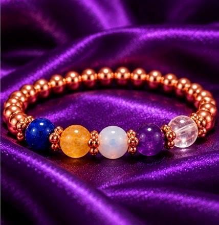 The Fivefold Spell Bracelet | 5 Spells in One Bracelet | Empowered Copper & Gemstone Talisman | Wealth, Love, Power, Manifestation, Peace