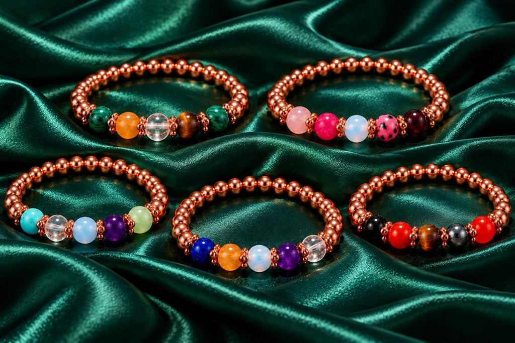 The Fivefold Spell Bracelet | 5 Spells in One Bracelet | Empowered Copper & Gemstone Talisman | Wealth, Love, Power, Manifestation, Peace