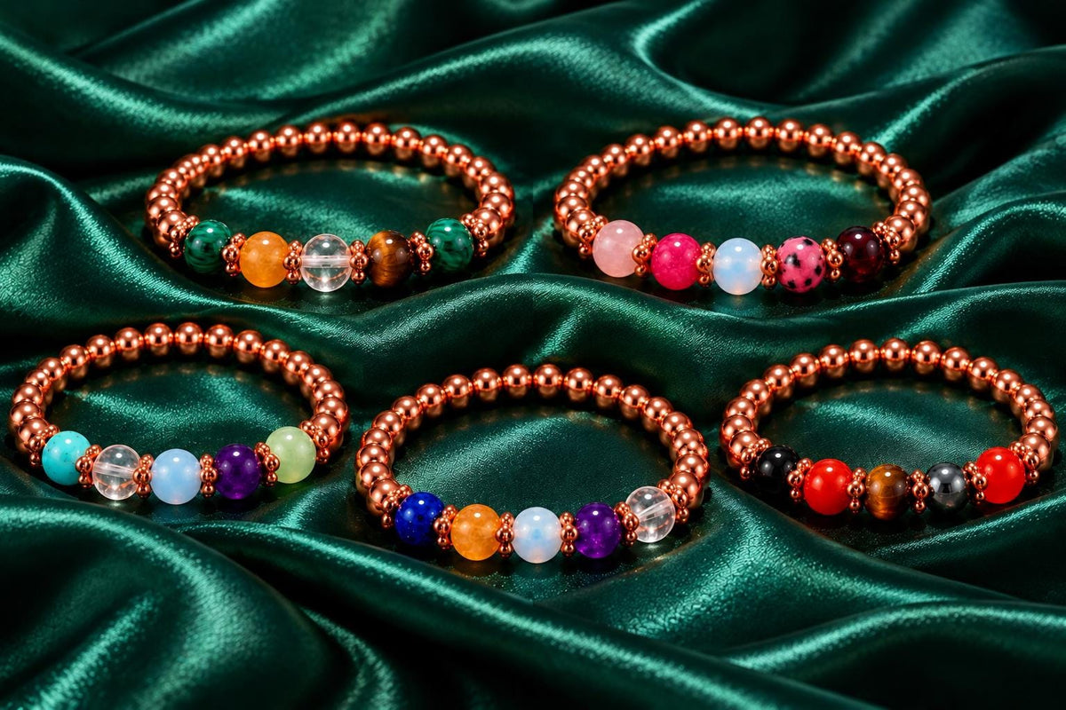 The Fivefold Spell Bracelet | 5 Spells in One Bracelet | Empowered Copper & Gemstone Talisman | Wealth, Love, Power, Manifestation, Peace